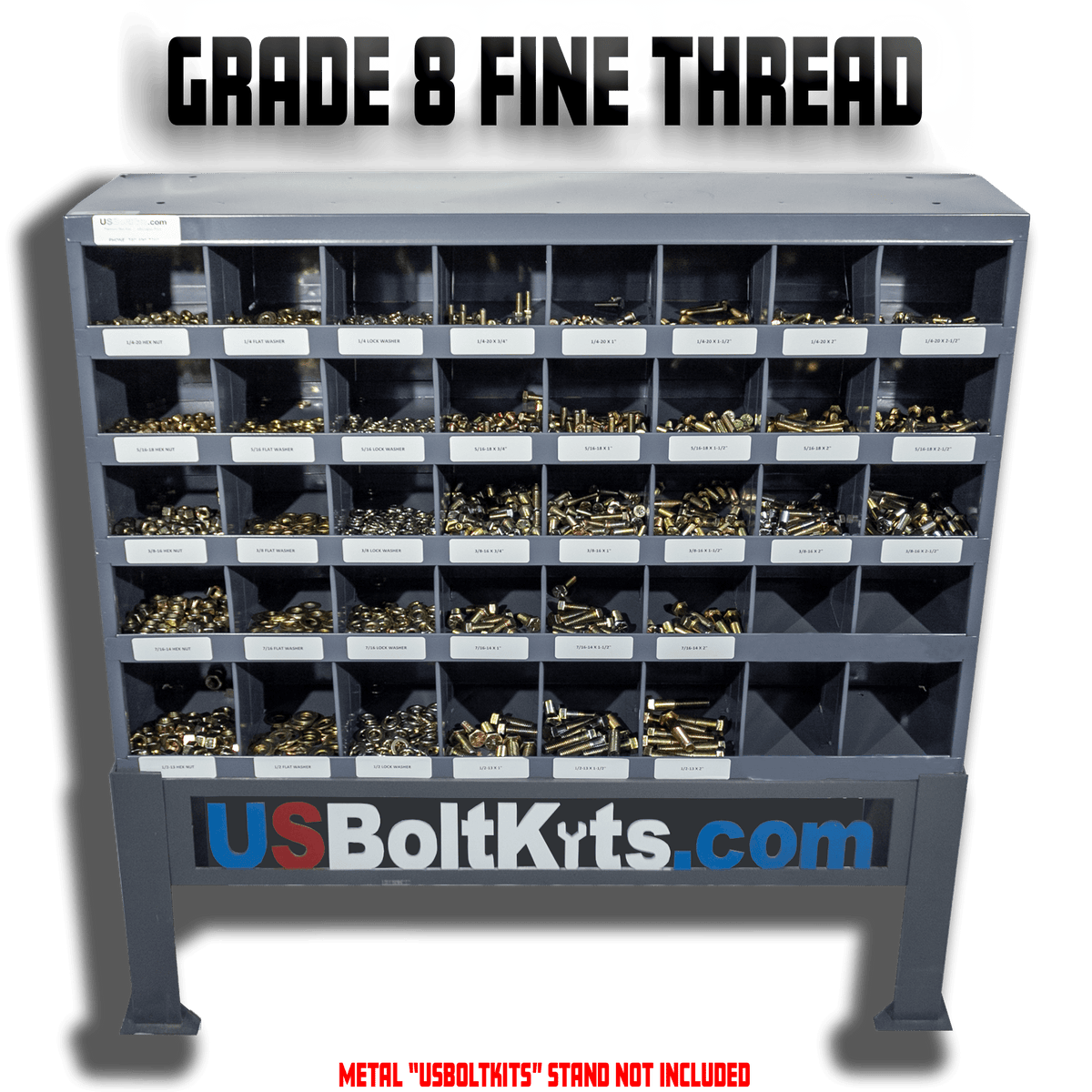2510 Piece Grade 8 SAE Fine Thread Bin Kit with 40 Hole Bin US Bolt Kits