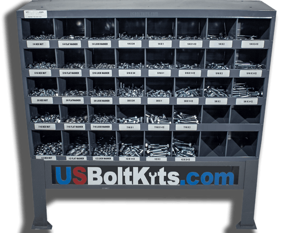 US Bolt Kits 2510 Piece Grade 5 USS Zinc Plated Coarse Thread Bin Kit with 40 Hole Bin