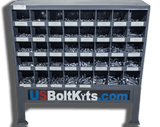 US Bolt Kits 3765 Piece Grade 5 USS Coarse Thread Zinc Plated Bin Kit with 40 Hole Bin - USA Made Only
