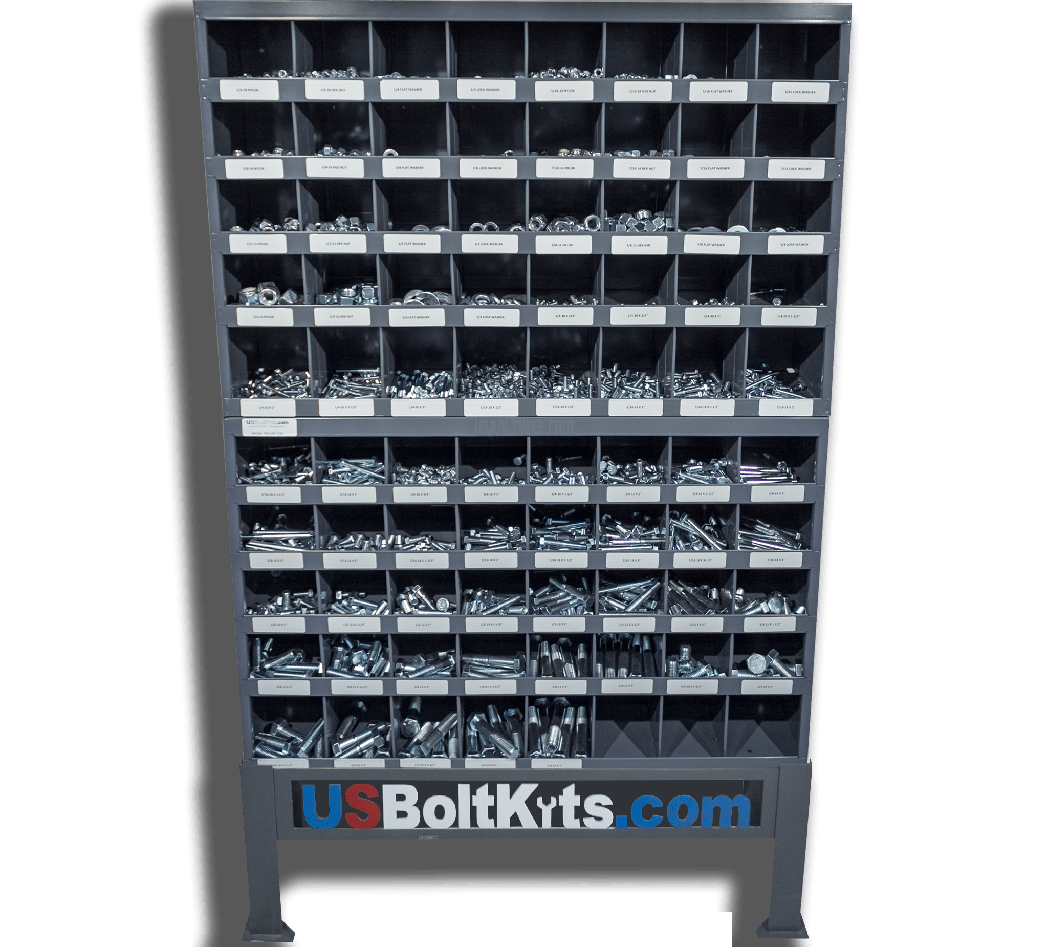 thumbnail image 2 of Warren Fastenings 1496 Stainless Steel Coarse Thread Bolt, Nut & Washer Kit – 40 Hole Bin 2 of 5