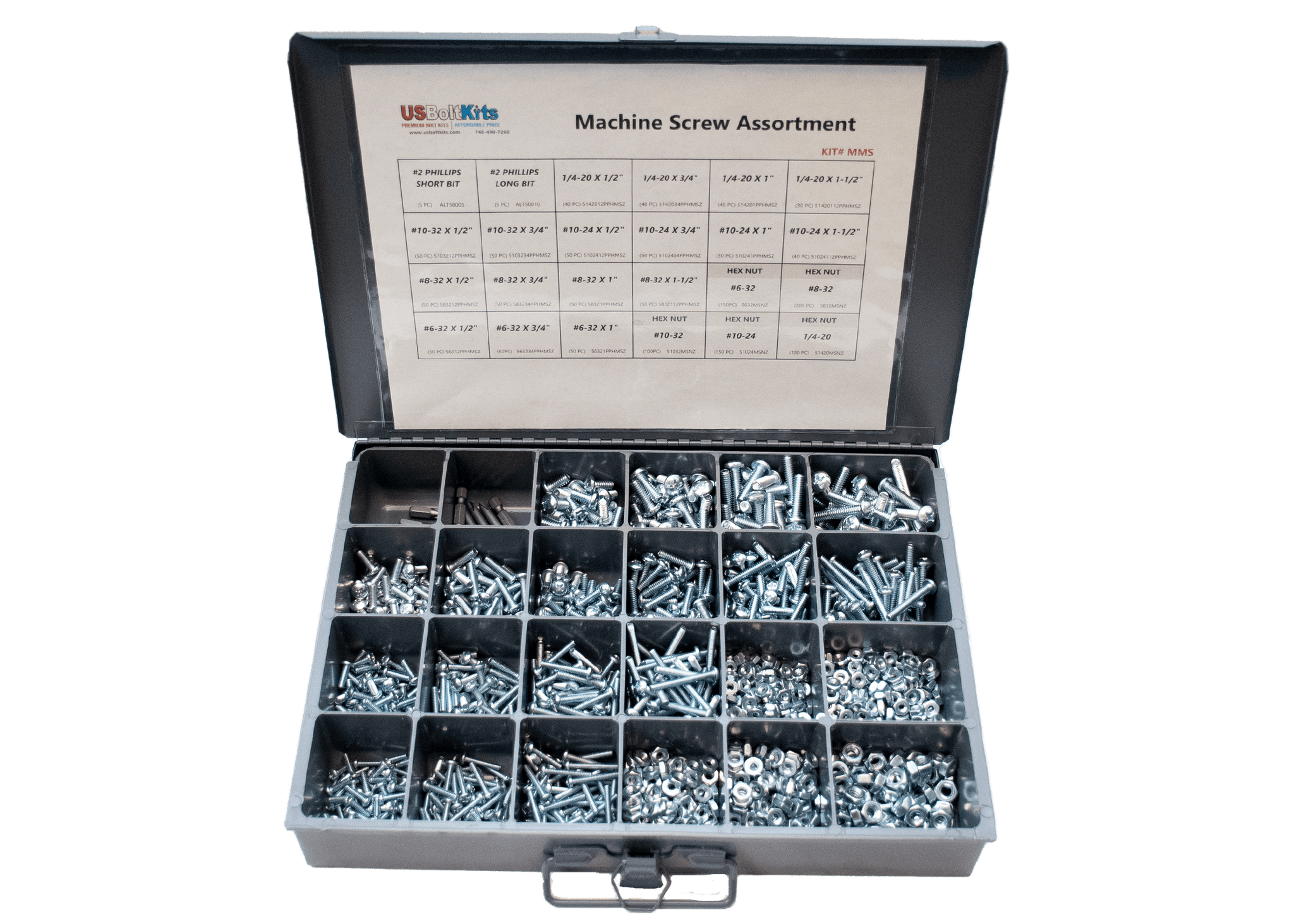 1500 Piece Machine Screw Small Drawer Assortment US Bolt Kits