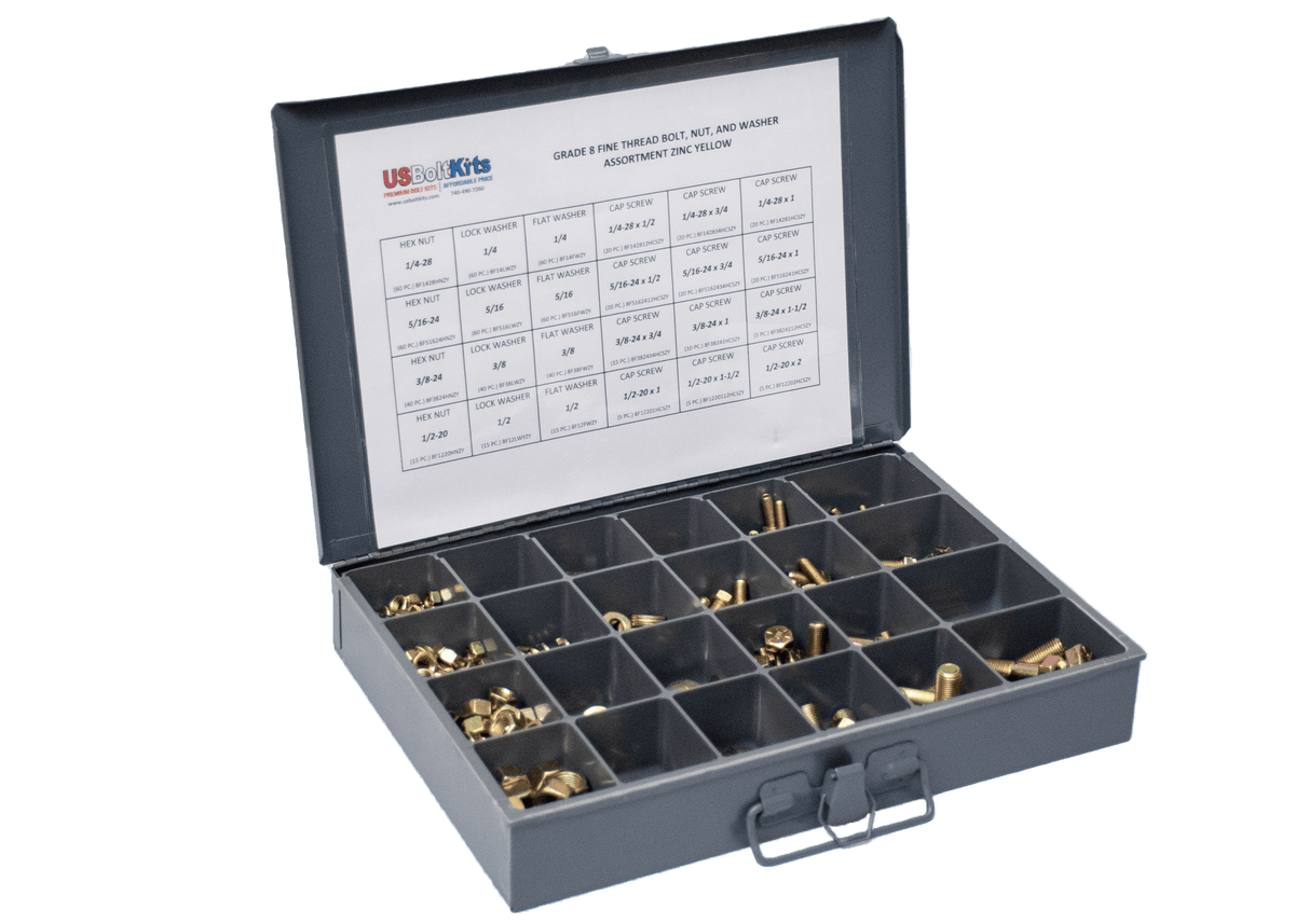 690 Piece Grade 8 Fine Thread Assortment – US Bolt Kits
