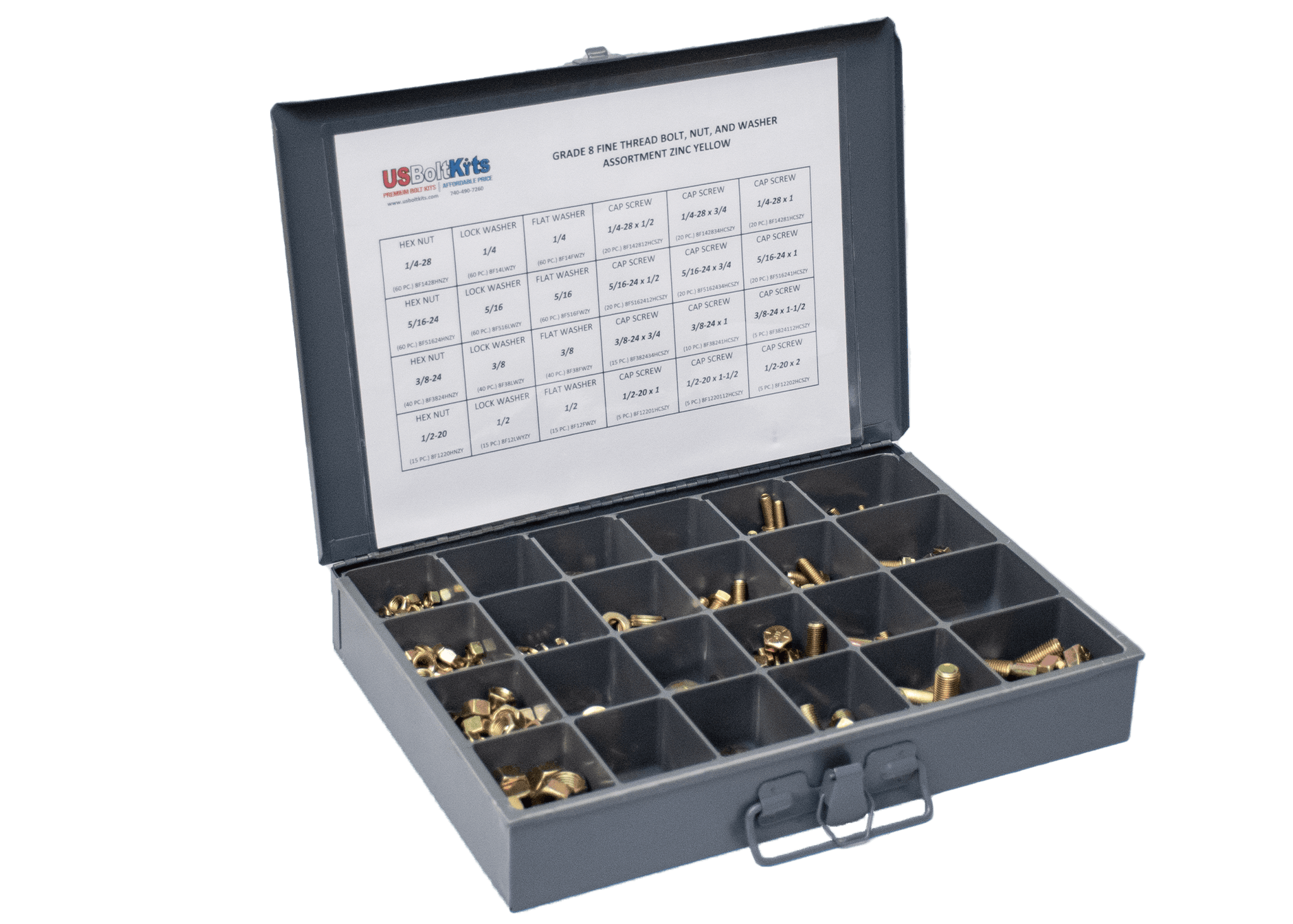 690 Piece Grade 8 Fine Thread Assortment – US Bolt Kits
