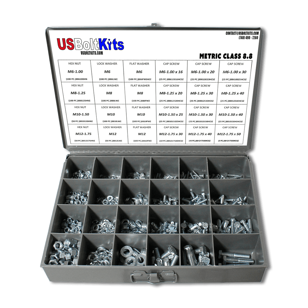 Bolt Thread Set 1250 Piece Metric Class 8.8 Coarse Thread Assortment – US Bolt Kits