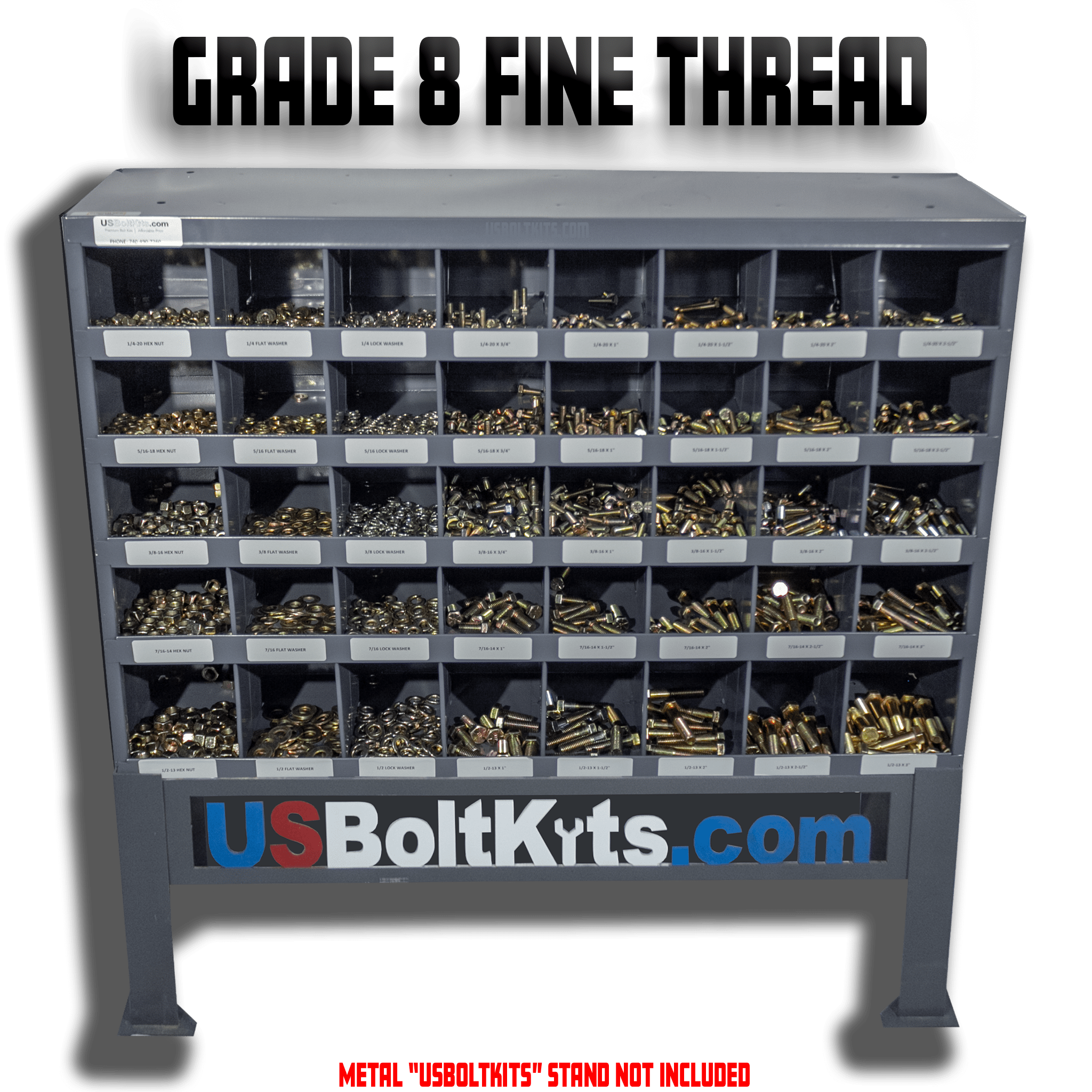 3765 Piece Grade 8 SAE Fine Thread Bin Kit With 40 Hole Bin US Bolt Kits 3765-piece-grade-8-sae-fine-thread-bin-kit-with-40-hole-bin-us-bolt-kits