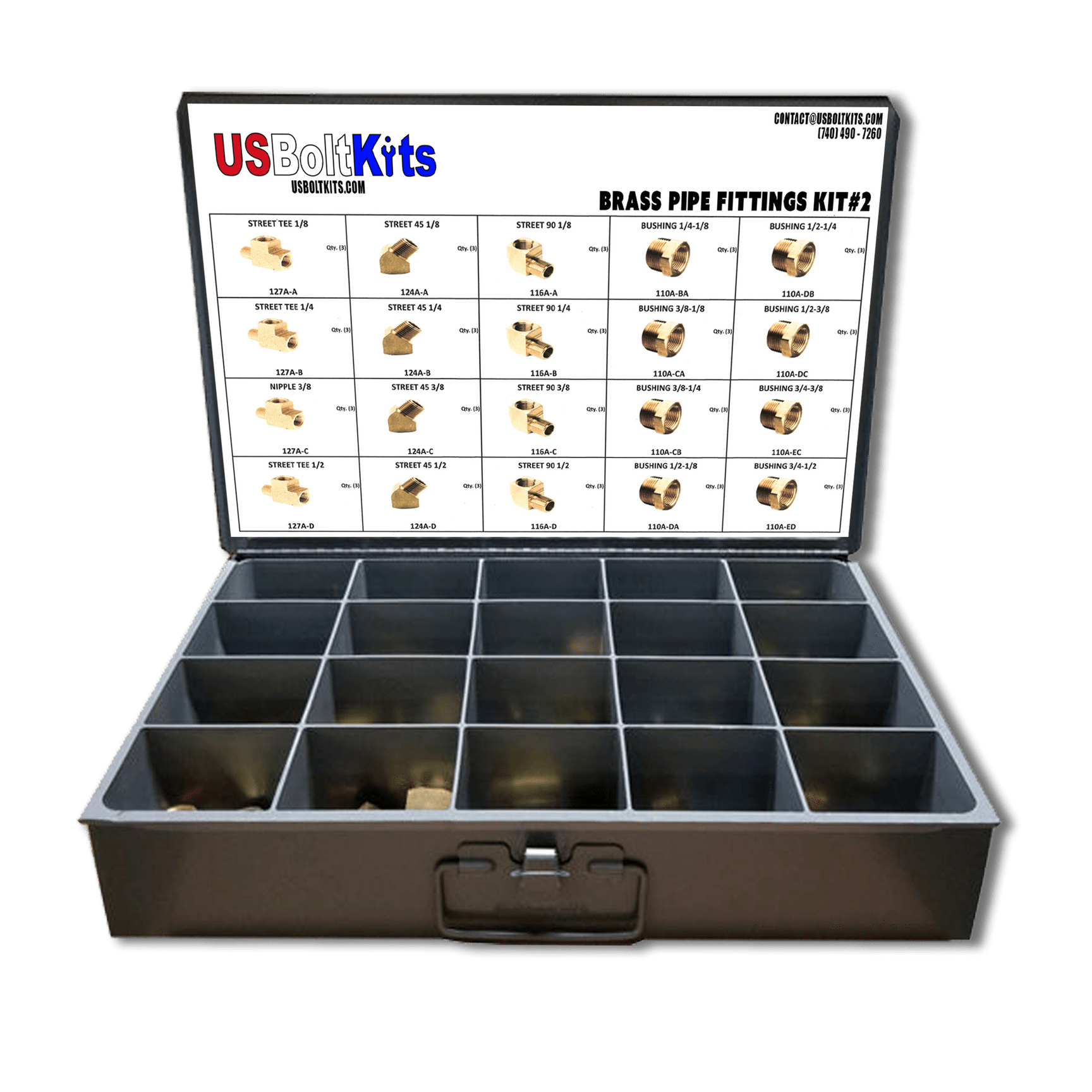 Brass Pipe Fitting Assortment 2 US Bolt Kits